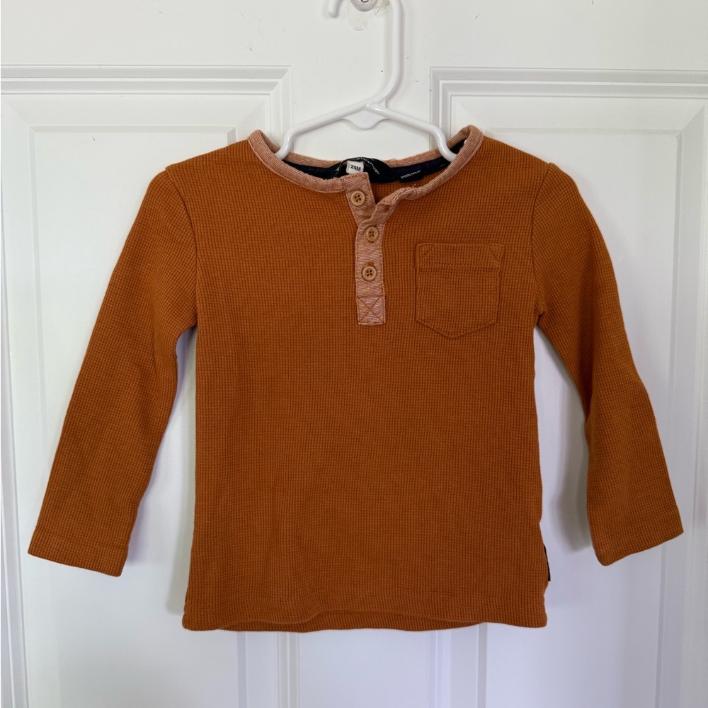 Ben Sherman Rust Long Sleeve Toddler Boy Waffle Shirt - Size 24 months